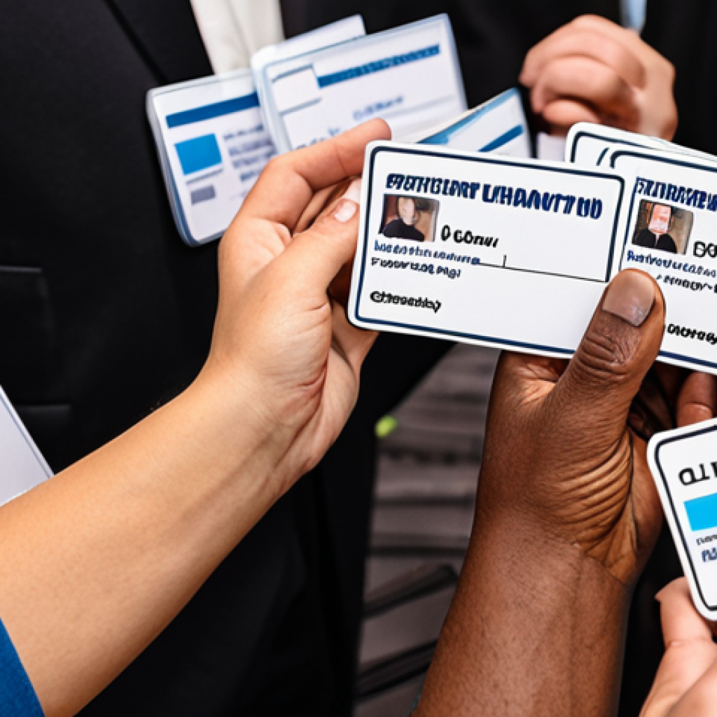 **Image Prompt:** A diverse group of people networking at an industry event, focused on event planning, with name tags and business cards visible. Emphasis on connection and collaboration.
