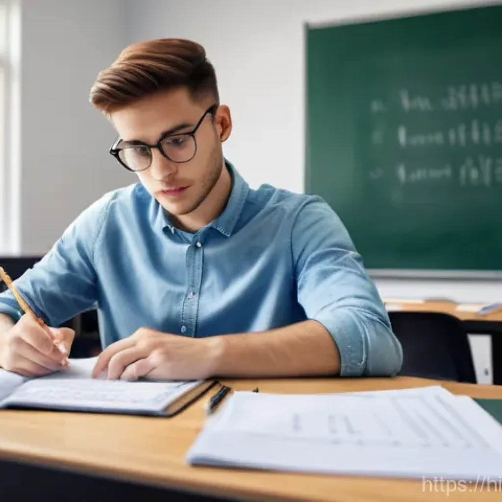 공연기획 실기 시험 준비 팁 - **Prompt:** A focused young adult, possibly a university student, seated at a tidy desk in a well-li...