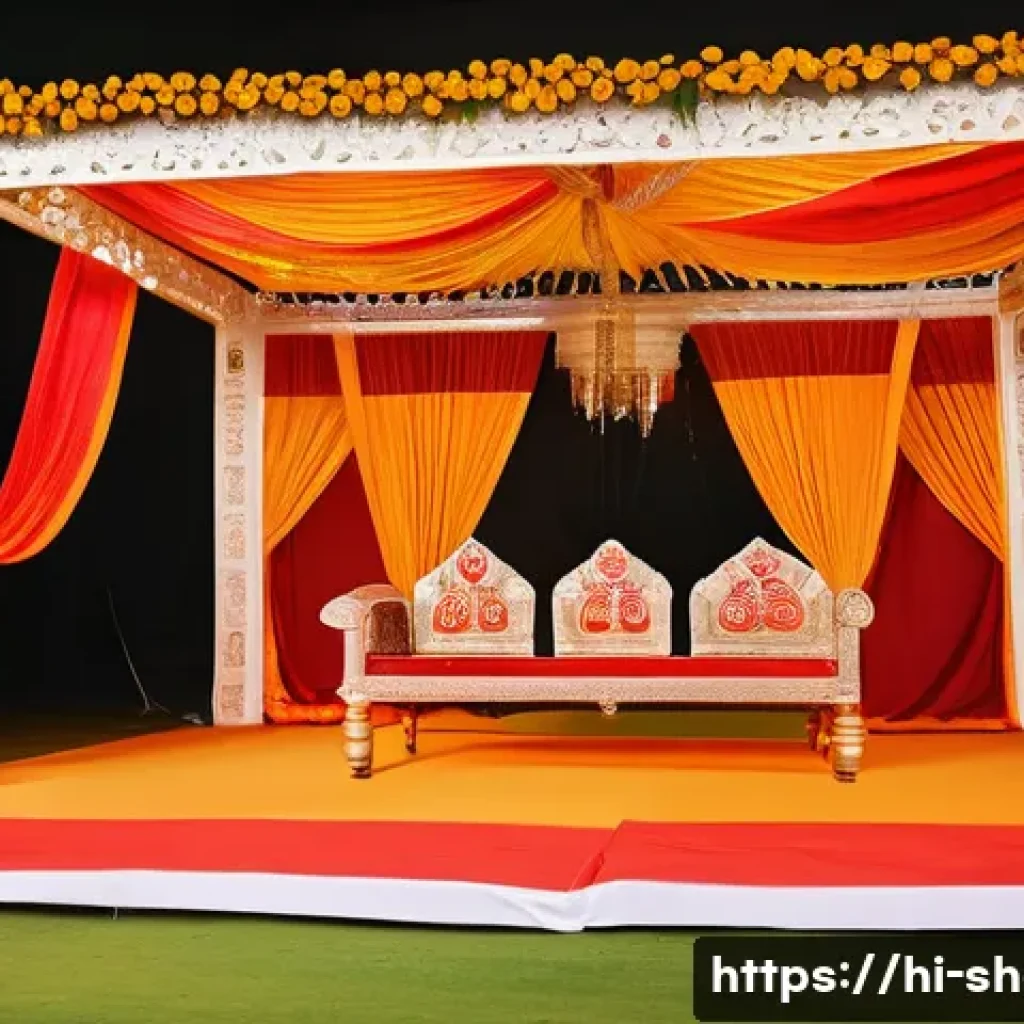 공연기획사 직무별 역할과 책임 - A vibrant cultural event stage setup with traditional Indian motifs and colorful decorations reflect...