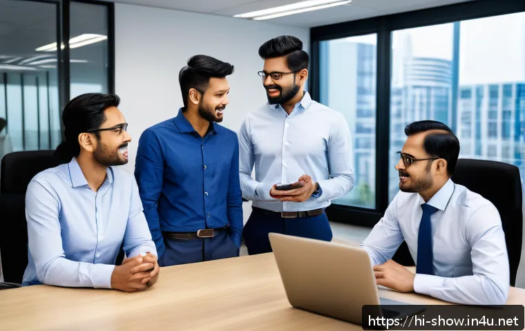 공연기획사의 외국어 능력 필요성 - A professional performance agency team in a modern office setting, engaging in multilingual communic...