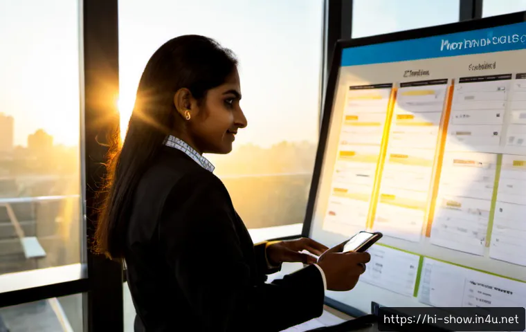 Home 17 공연기획사 직원의 하루 루틴 - Photorealistic morning scene of an Indian live event planning agency employee at a clean modern offi...
